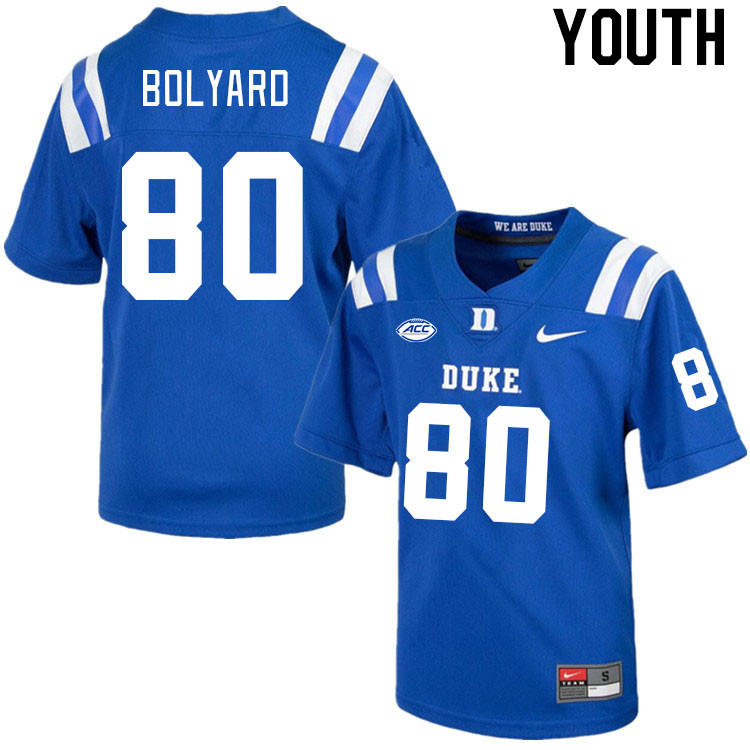 Youth #80 Vance Bolyard Duke Blue Devils College Football Jerseys Stitched-Royal
